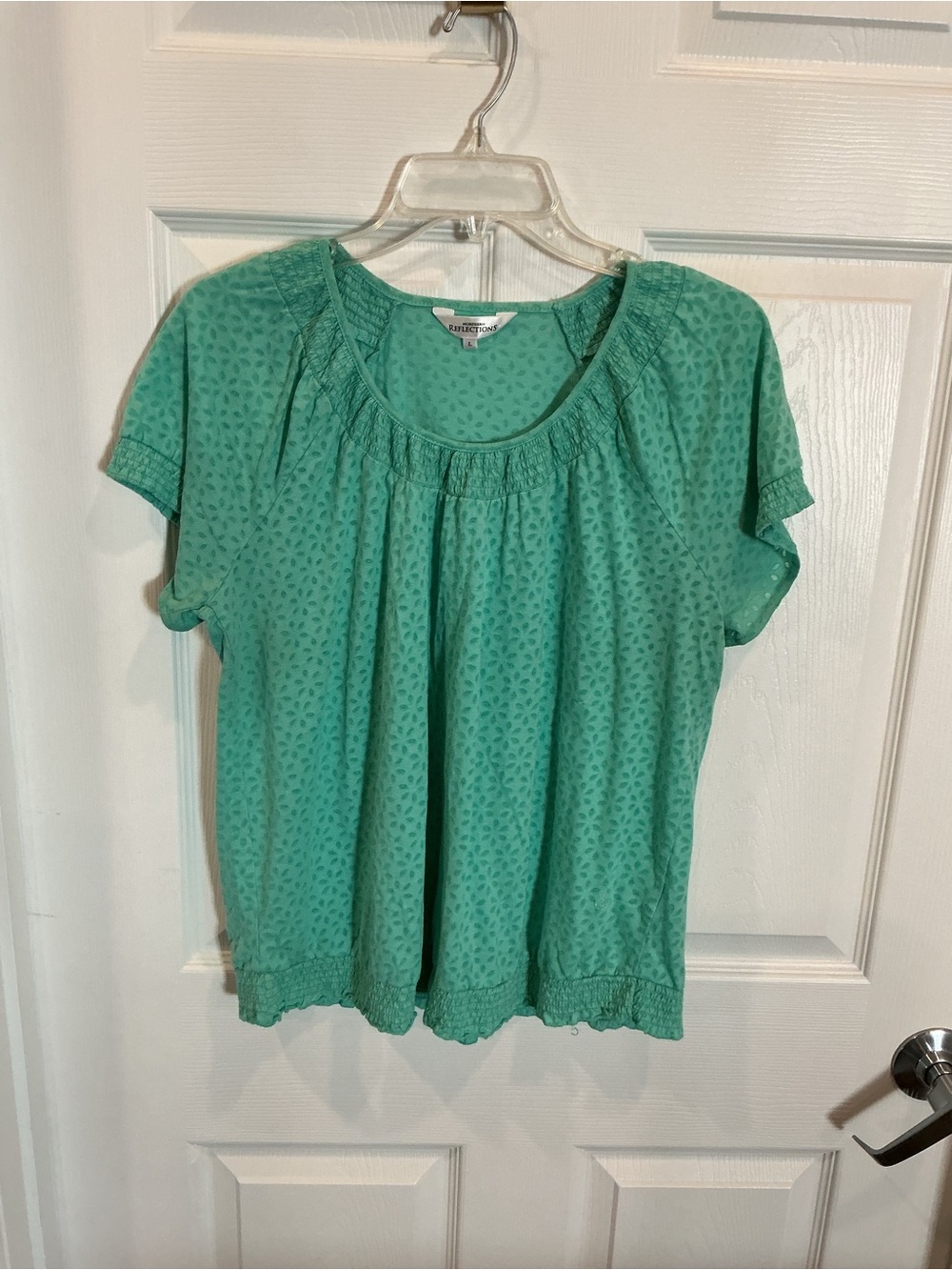 Northern Reflections  Teal Short-Sleeve Scoop Neck Top